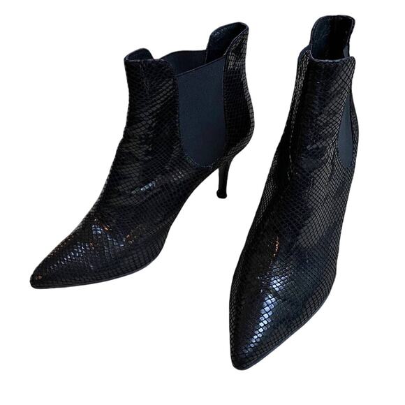High Heel Ankle Boots EU 38 / US 7.5M Black Textured Leather by Tsaloros Mallos - Picture 3 of 11